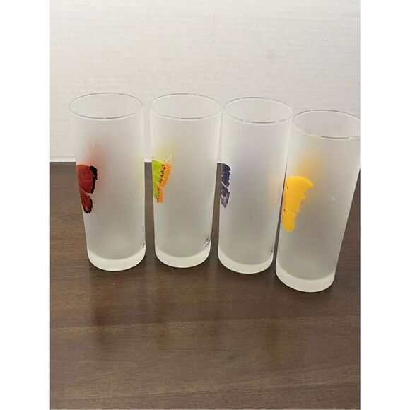 4 Dartington Designs Rare Glassware Butterfly Frosted Highball Tom Collins Set F - Picture 7 of 10